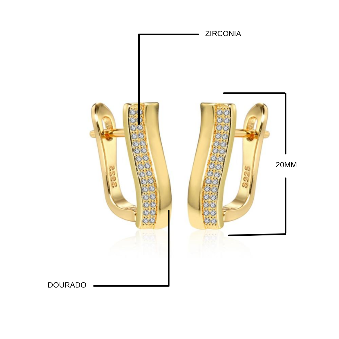 Brinco Exuberant Lady Acabamento em Ouro18k