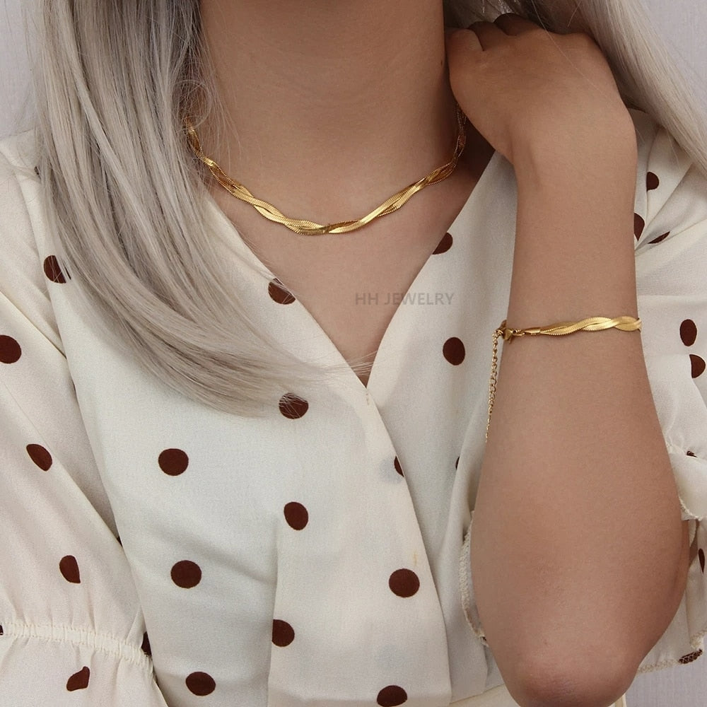 Colar e Pulseira Elos Dourado