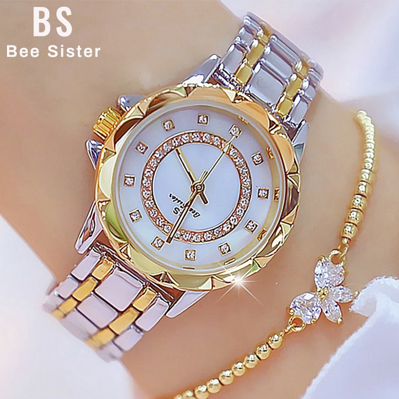 Conjunto Luxury Diamond Relógio mais Bracelete Brinde