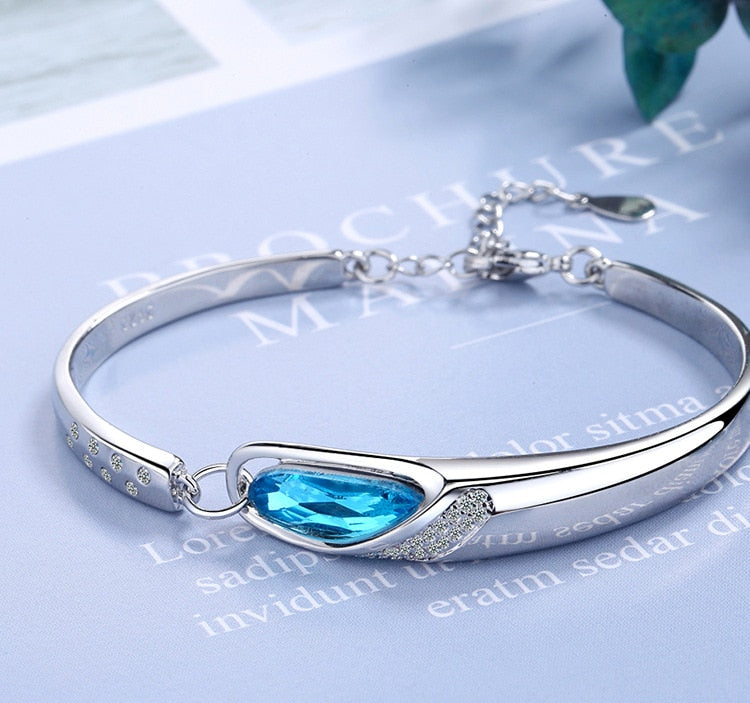 Bracelet Safira Azul em Prata 925 Esterlina