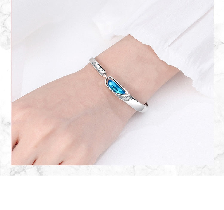 Bracelet Safira Azul em Prata 925 Esterlina