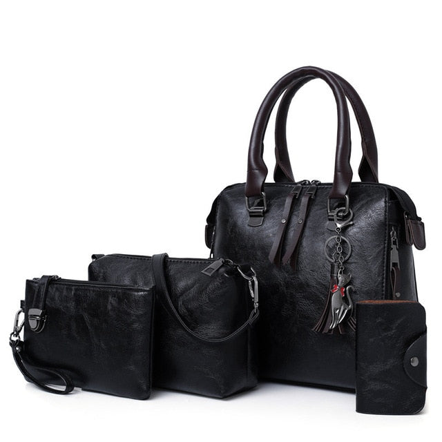 Bolsa Luxury Em Couro Conjunto Com 4 Peças